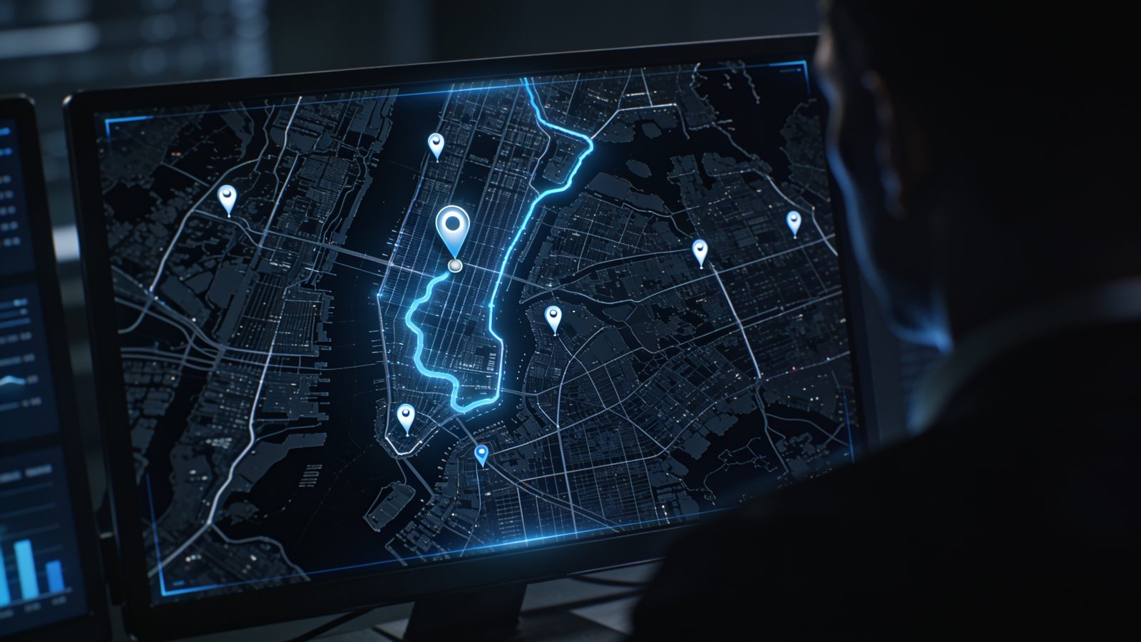 Digital city map used for tracing