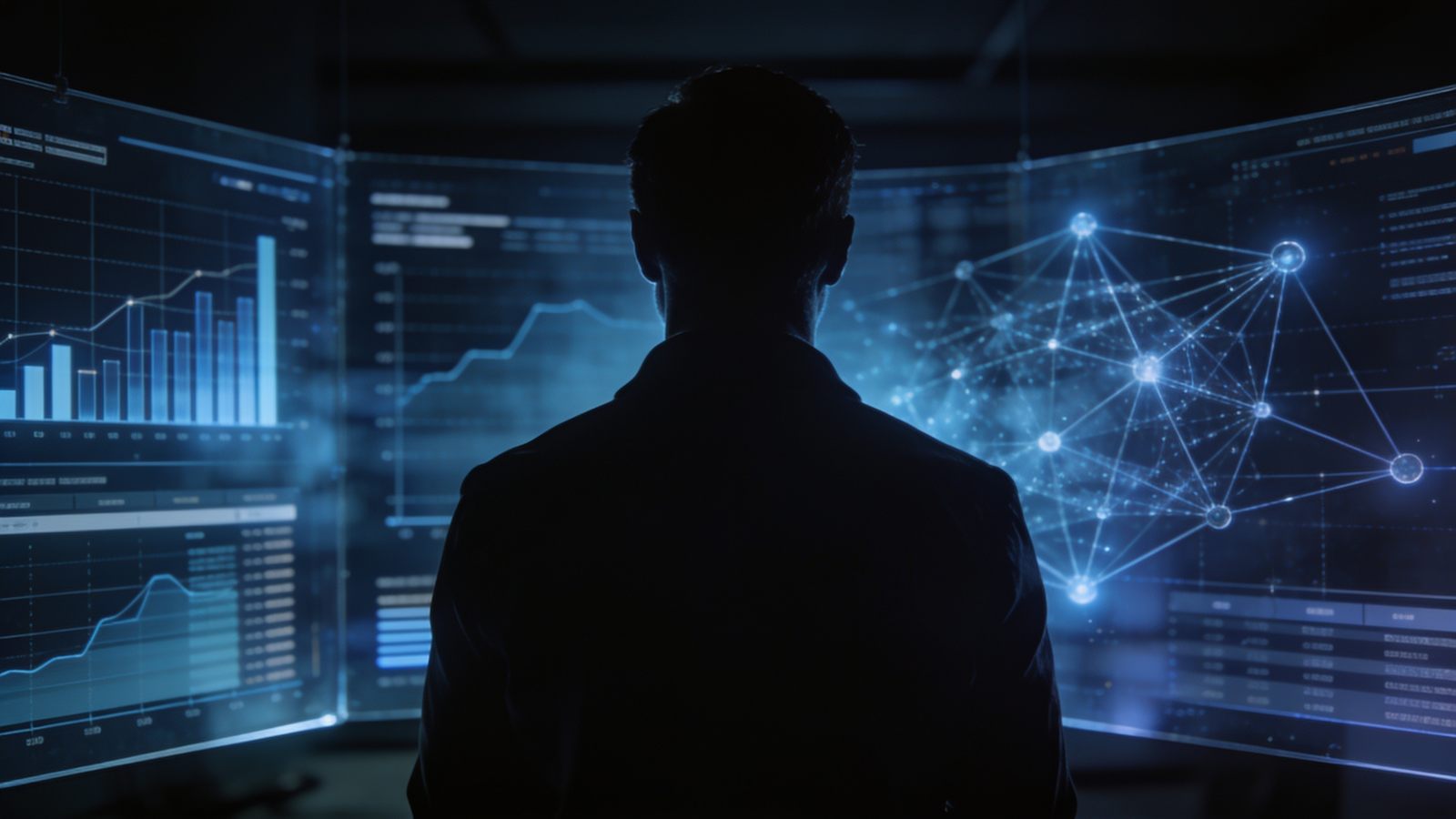 Analyst reviewing intelligence data visualisations